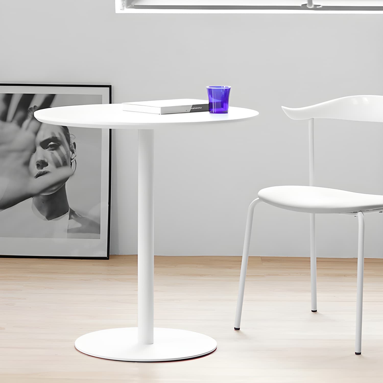 Round Tulip Base Casual Dining Table Four-Color Fixed Table with Solid Wood - image 19