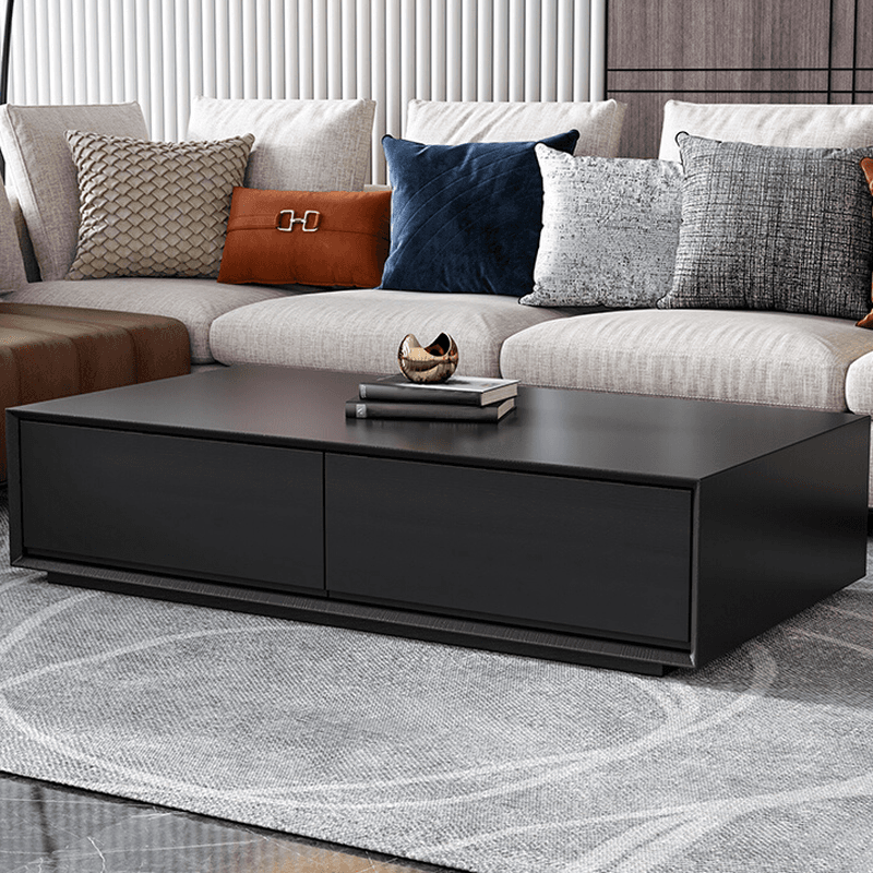 Simplistic Rectangular Shape Reclaimed Wood Single Block Coffee Table in Pecan/Charcoal/Wood Grain with 4 Drawers - image 10