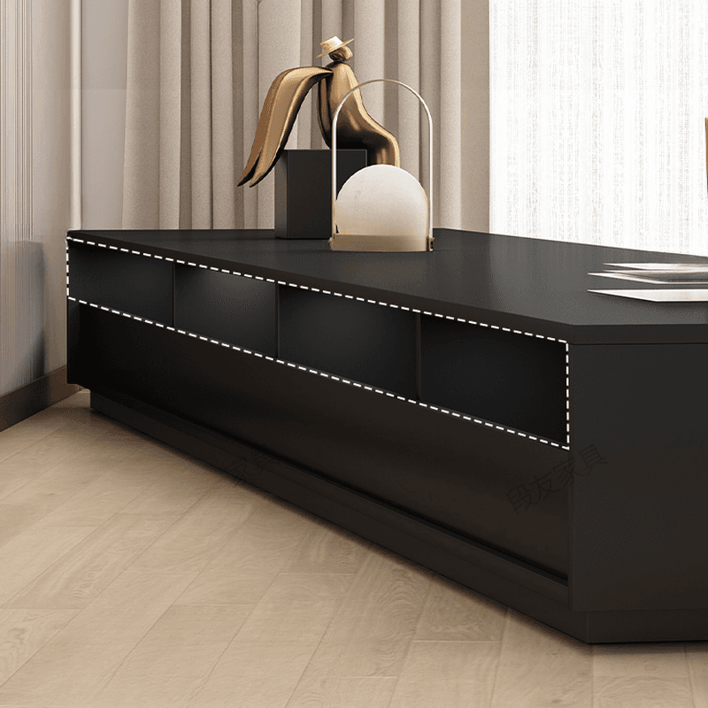Trendy TV Stand with Storage, 2 Drawers & 2 Cabinets, White/Black - image 7