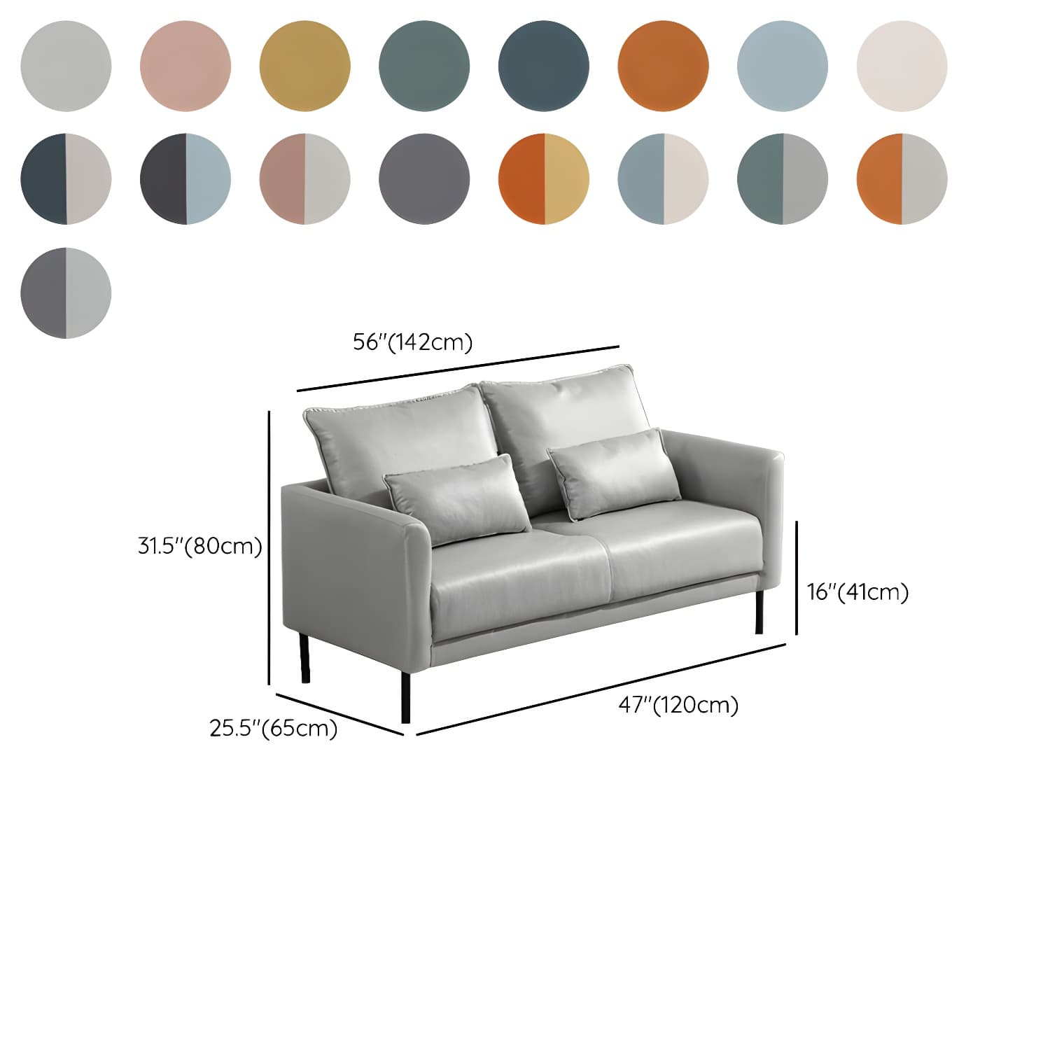 Scandinavian Faux Leather Seats 2 Loveseat with Tuxedo Arm and Stain Resistant Feature - image 22