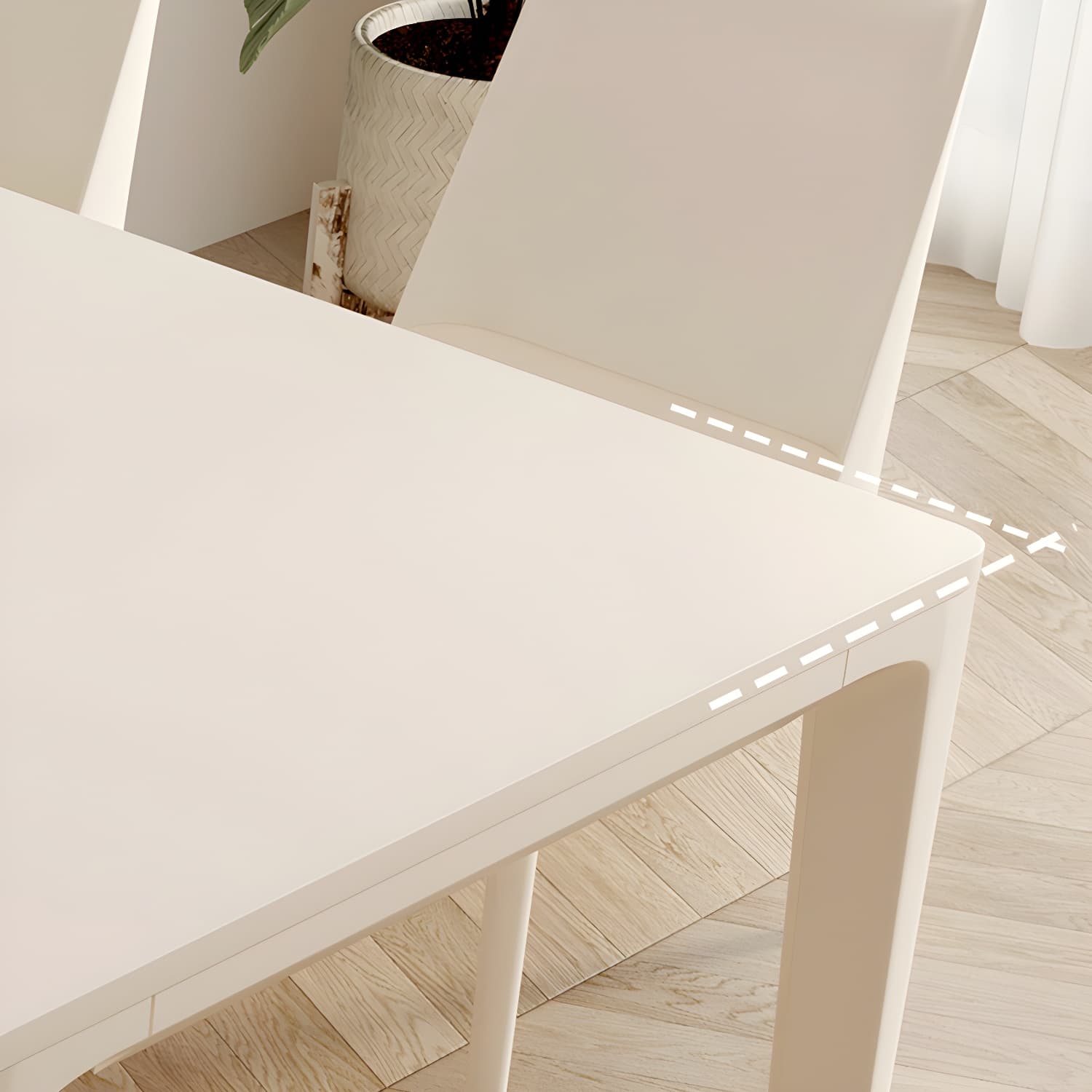 Modern Stone Top Dining Table with Beige Metal Legs and Standard Height for Kitchen & Dining - image 11