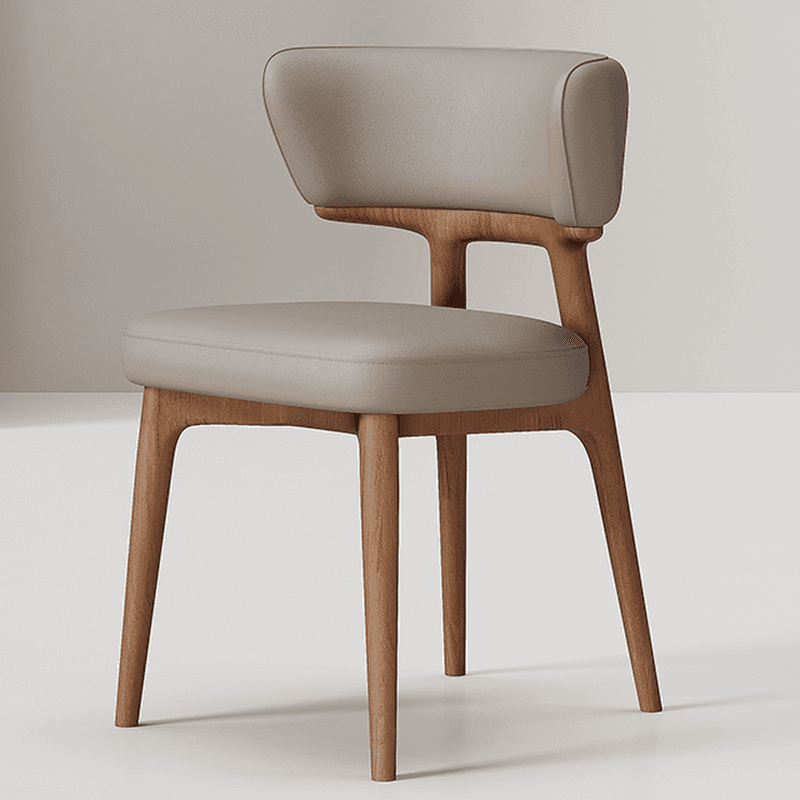 Contemporary Sturdy Side Chair with Uncovered Back, Polyurethane Upholstery, and Lumber Legs Outlined Frame - image 6