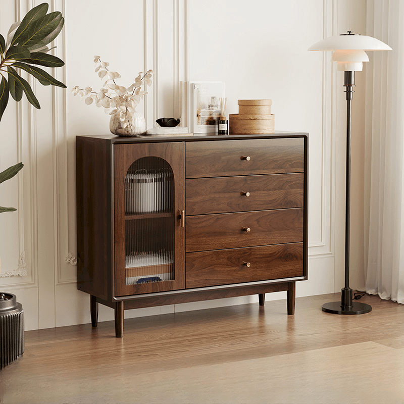 Independent Composite Wood Utility Storage Cabinet with Cabinet, Glass Door, Flexible Shelf, and Cabinet Knobs in Cocoa - image 8