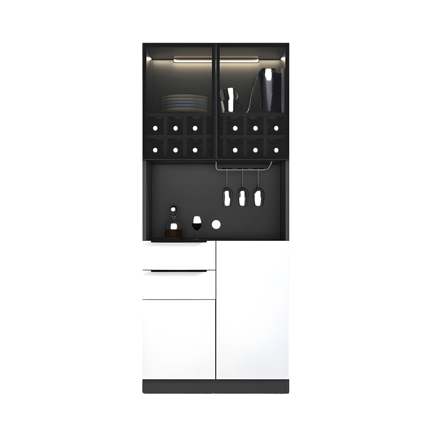 Luxurious Dark Wood Sideboard with Glass Doors and Elegant Stemware Rack - image 8