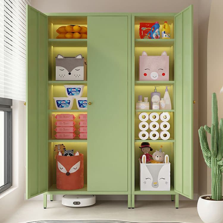 Modern Lacquered Finish Metal Accent Cabinet with 5 Cabinets and Adjustable Shelves - image 11