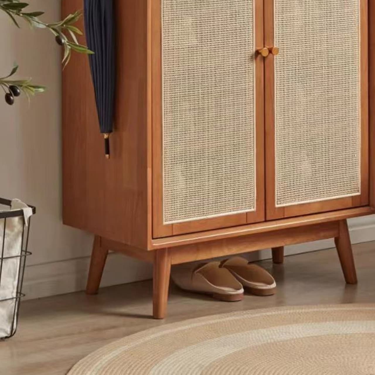 Mid-Century Modern Rectangle Storage Cabinet Natural Finish Accent Cabinet - image 8