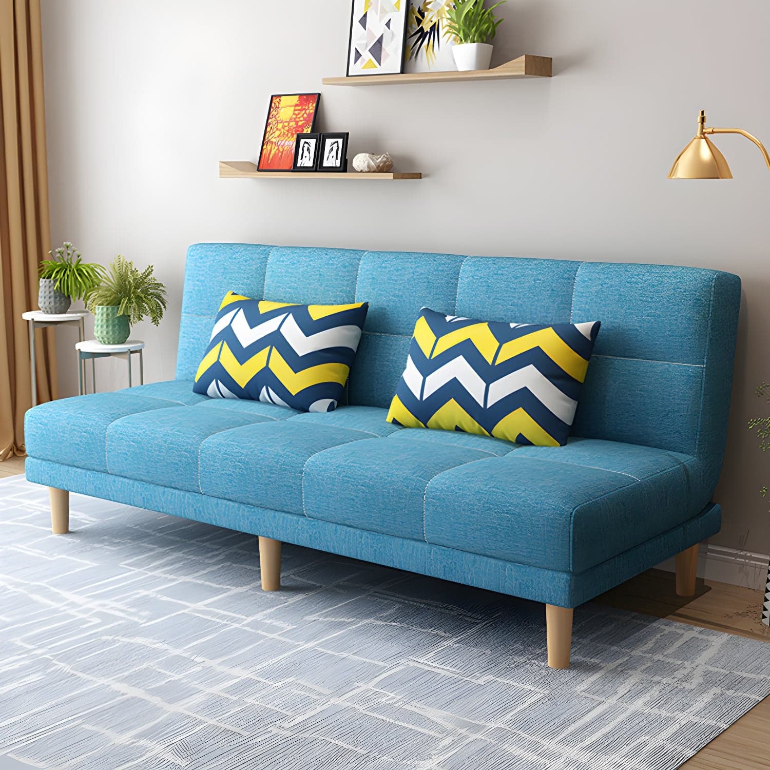 Armless Tight Back Bed Settee Cotton Blend and Faux Leather Sofa Bed - image 9