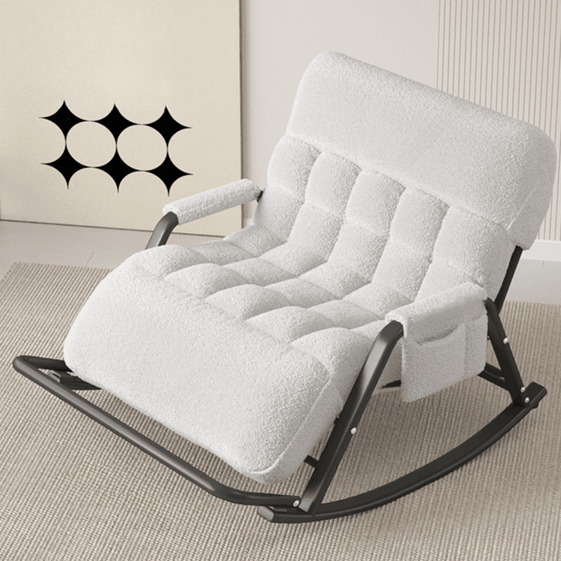 Black/Grey/Cerulean Simple Upholstered Rocking Seat for 2 with Padded Track Arm - image 8