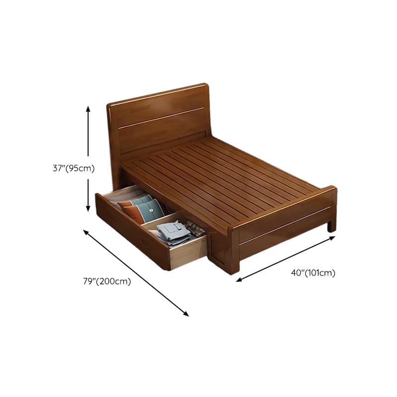 Traditional Brown Wood Panel Bed with Headboard Included and Footboard - image 11