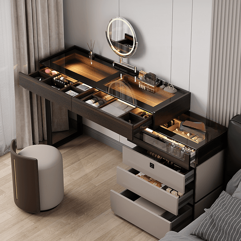 Multi-Purpose Vanity Set with Lighting, Scalable Telescopic Feature, Push-Pull, 2-in-1 Functionality, Adjustable Touch and Brightness