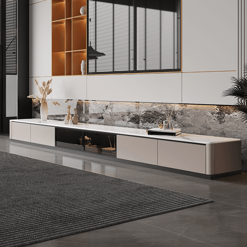 Art Deco Sintered Stone TV Stand for Sitting Room with Multiple Drawers, Storage Cabinet, Cable Management, and Door - image 6