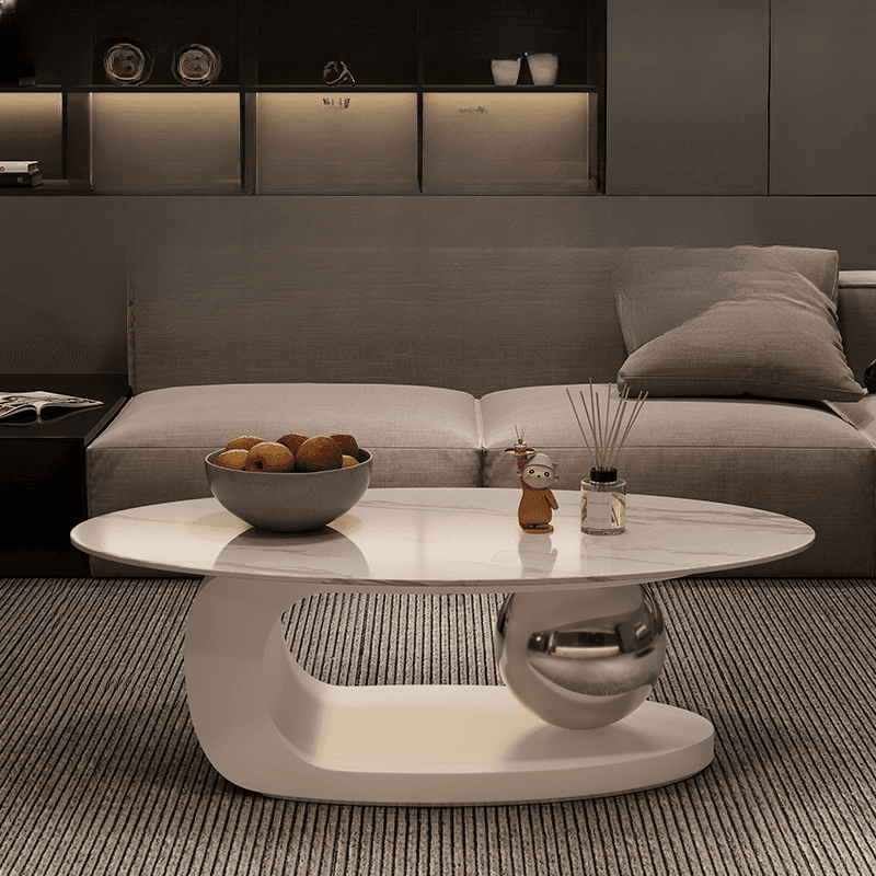 Single Stone Abstract Coffee Table with Chalk Top, Scratch-proofed and Oblong Shape for Indoor Use - image 3