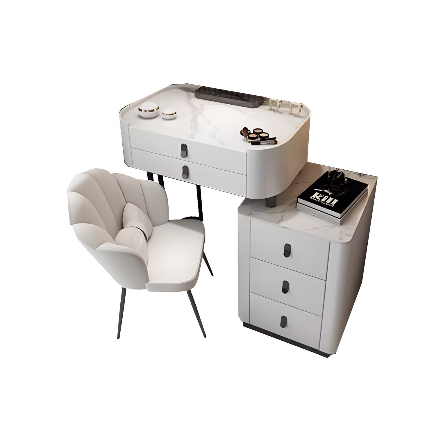 Glass/Stone Make-up Vanity Modern Vanity Dressing Table with Storage Drawers - image 17