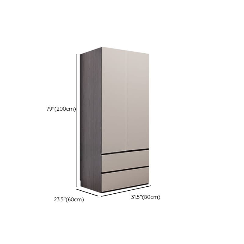 Light Gray Modish Manufactured Wood Independent Armoire Cabinet with 2 Drawers/4 Drawers, Interior Shelves, and Clothing Rod - image 16