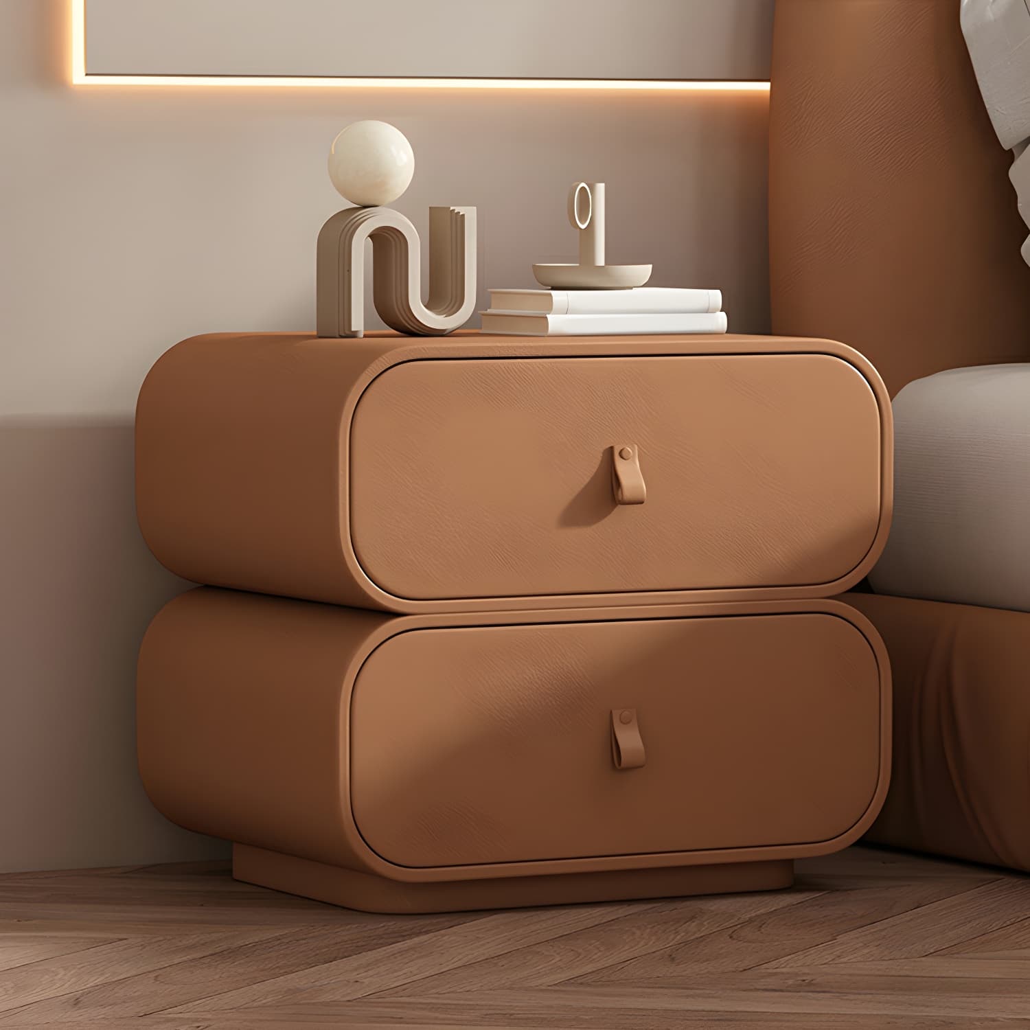 Contemporary Style Solid Wood 2-Drawer Night Table for Bedroom - image 9