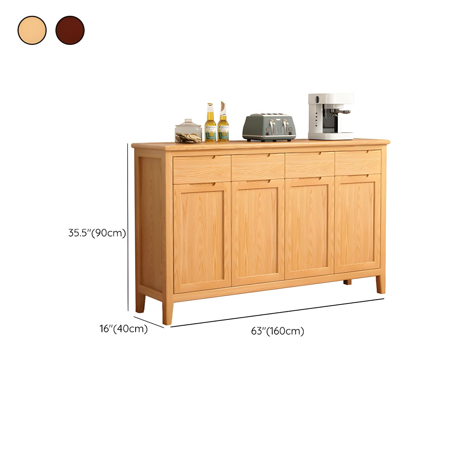 Scandinavian Oak Sideboard Credenza with Cabinets and Drawers - image 14
