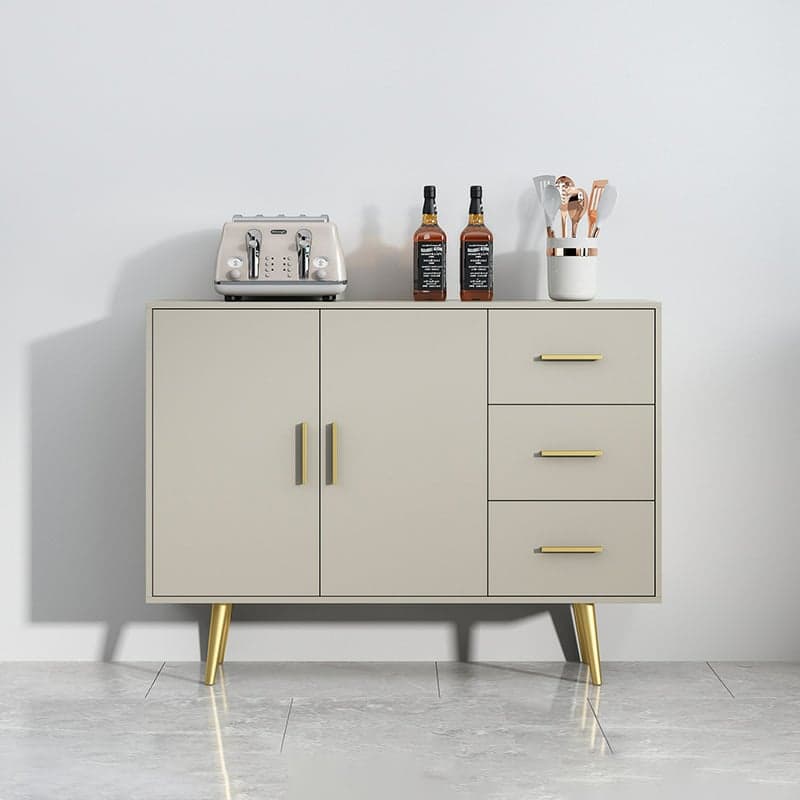 Floor Freestanding Buffet Table with Kitchen Appliance Storage for Living Room in a Glam Style