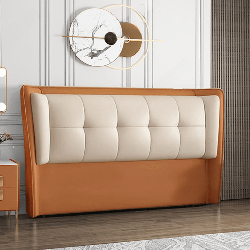 Modish Free-standing Standard Full XL(54"W x 80"L)/Full(54"W x 75"L) Panel No Distressing With Legs in Natural Wood and Decorative-stitched