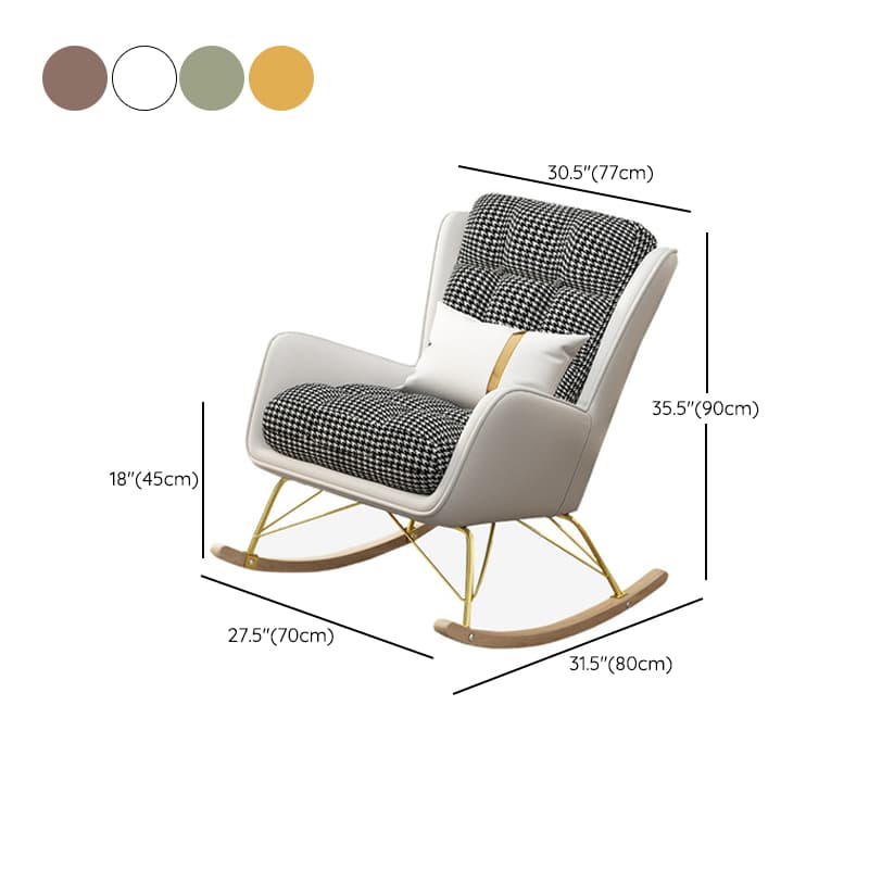 Rubberwood Stationary Rocking Armchair with Plaid and Back , Sand - image 14
