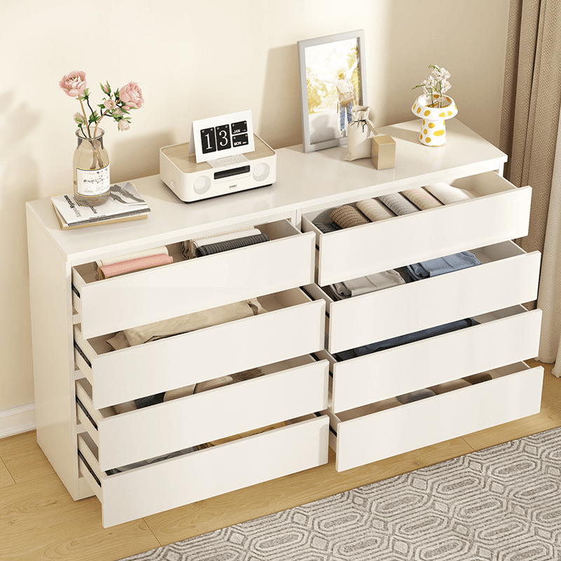 White Simple Manufactured Wood Console Dresser/Bachelor Chest/Lingerie Chest with 10/5/8 Drawers in Horizontal/Vertical Orientation