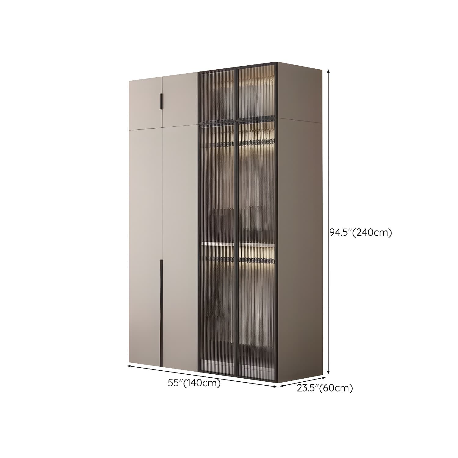 Modern Grey Wardrobe Armoire with Clothing Rod & Adjustable Shelves - image 22
