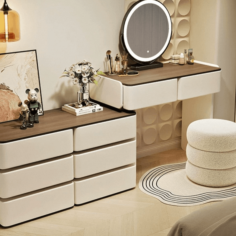 Large/Standard Stone Vanity Set with White Seating, 8/5 Drawers, Mirror Lights, and Scalable Lighting - image 7