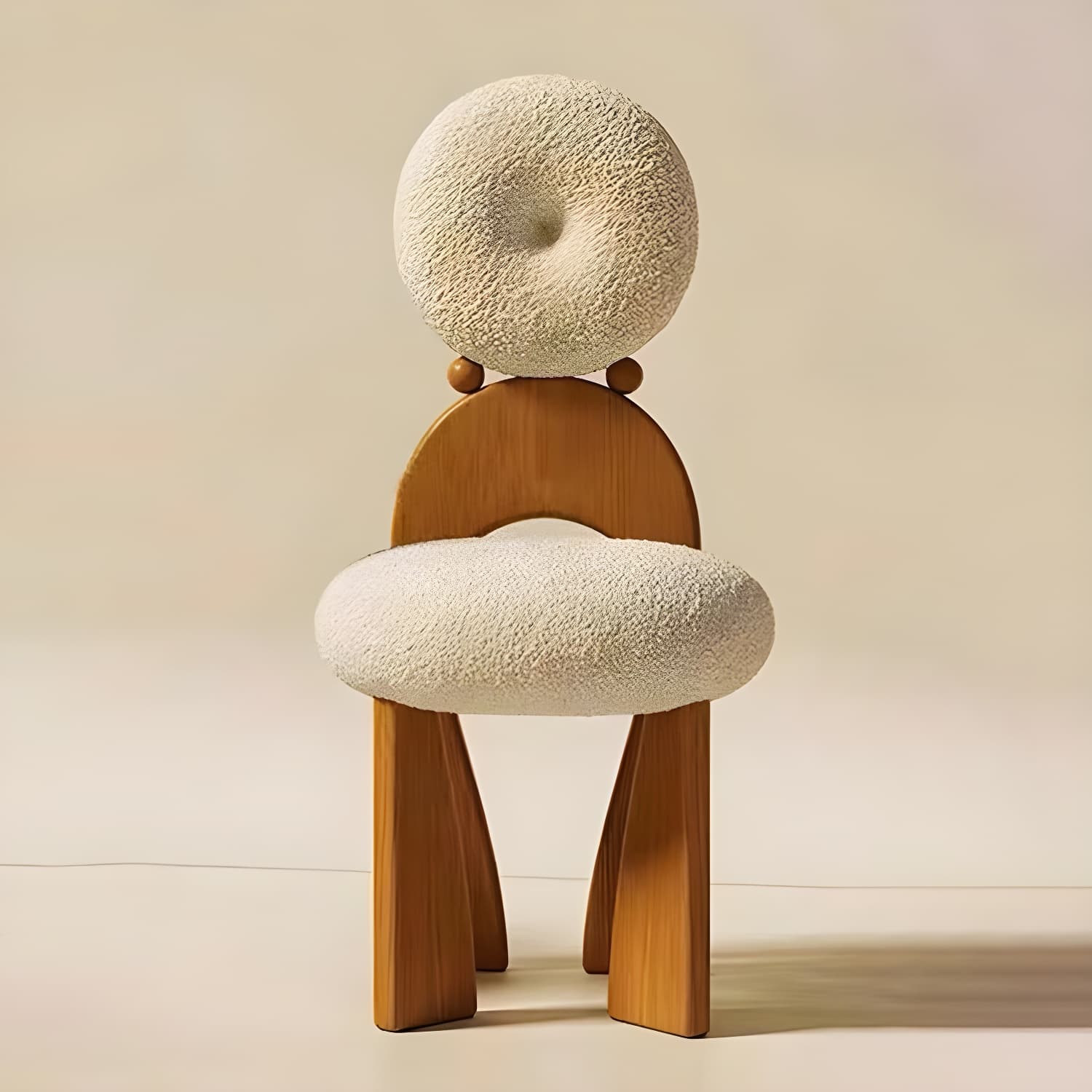 Modern Upholstered Side Chair with Wood Legs in Polyurethane for Kitchen & Dining