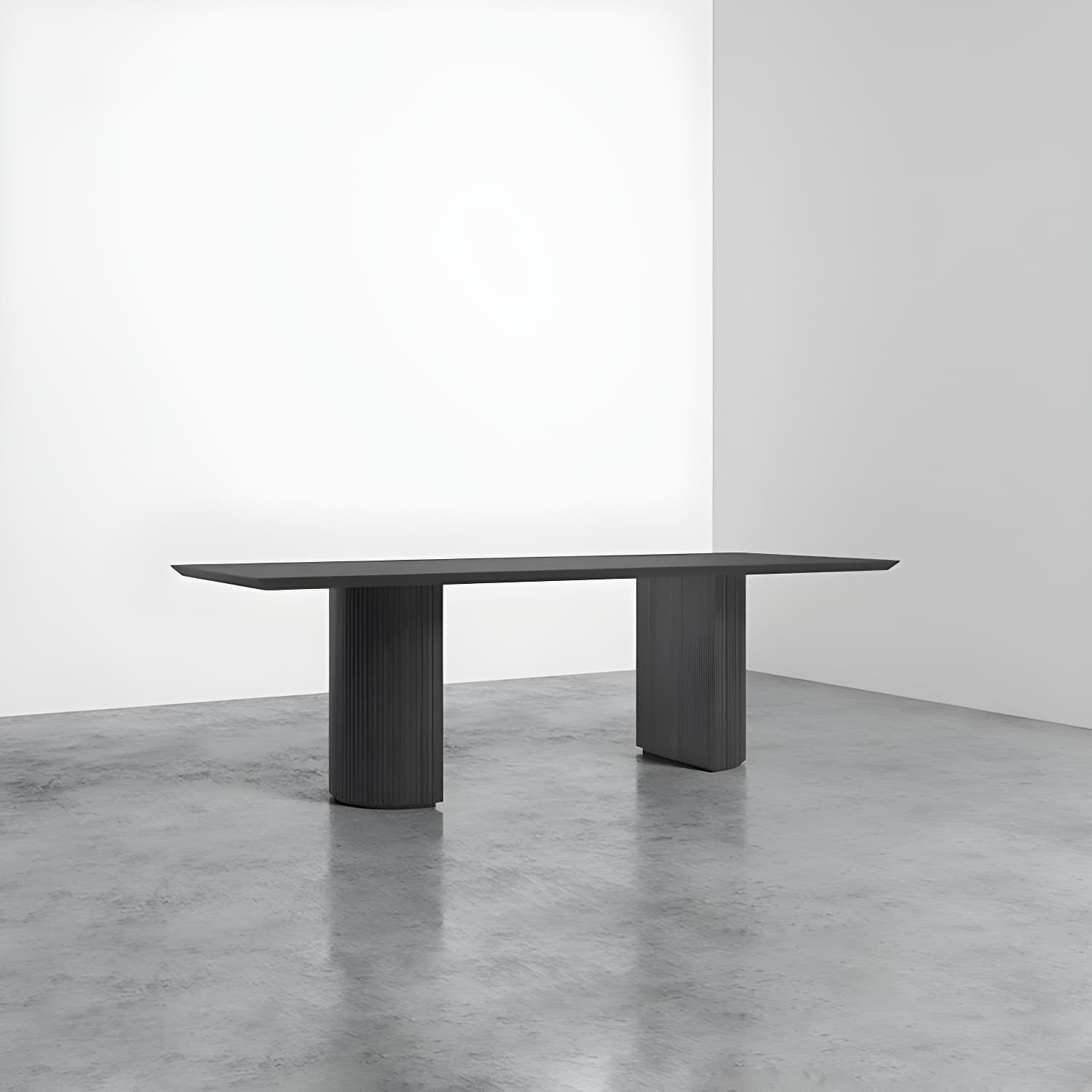 Modern Pine Wood Table for Restaurant Black Dining Table with Double Pedestal - image 6