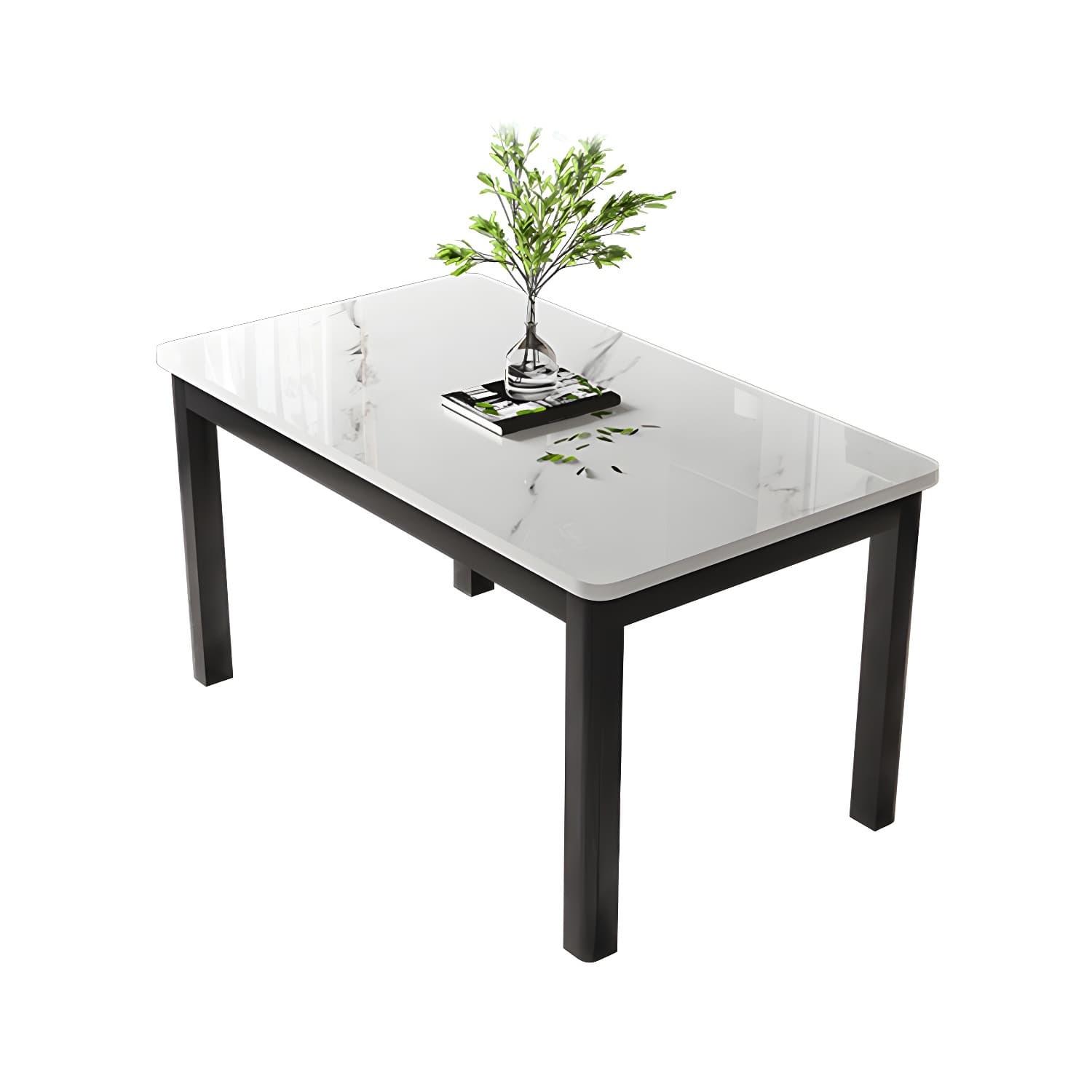 Modern Rectangular Glass Top Dining Table with White and Black 4 Foot - image 7