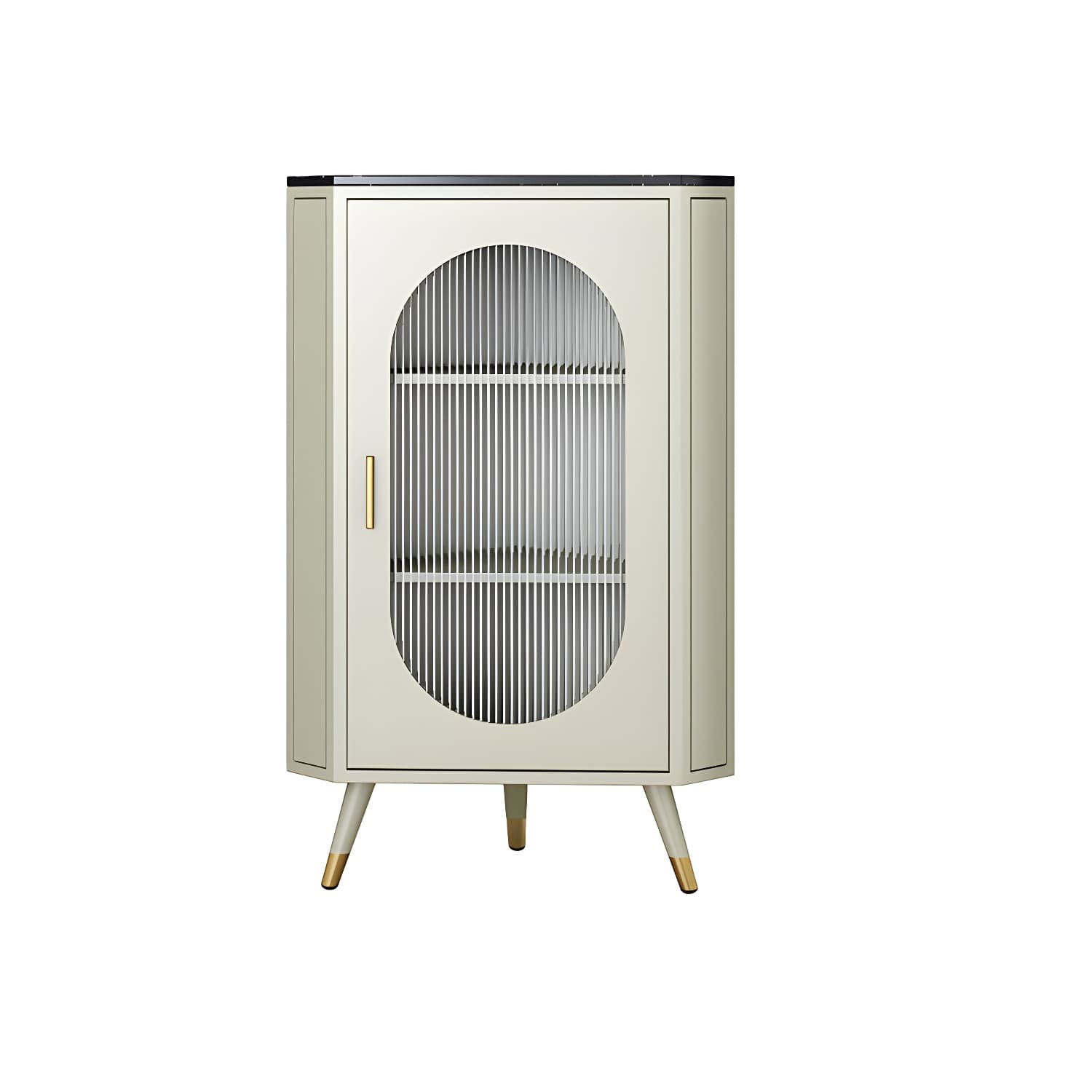 Modern Corner Accent Cabinet with Glass Doors and Iron Base (Easy Assembly) - image 3