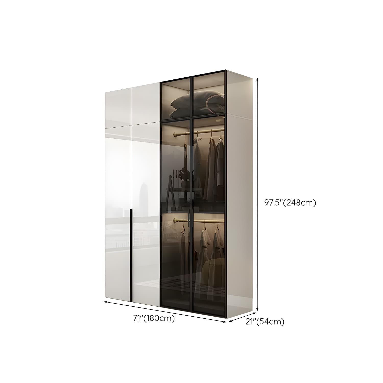 Sleek White Wood Wardrobe Armoire with Soft Close Drawers and Shelves - image 22