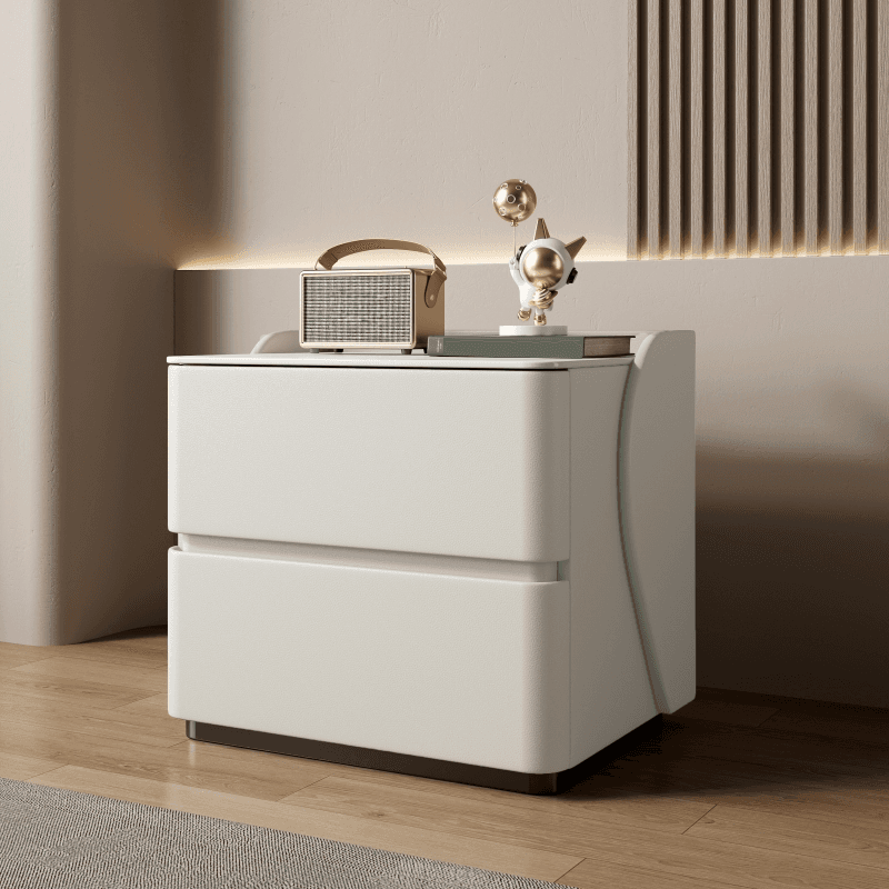 Minimalist 2 Tiers Drawer Storage Bedside Table with Faux Marble Top - image 11