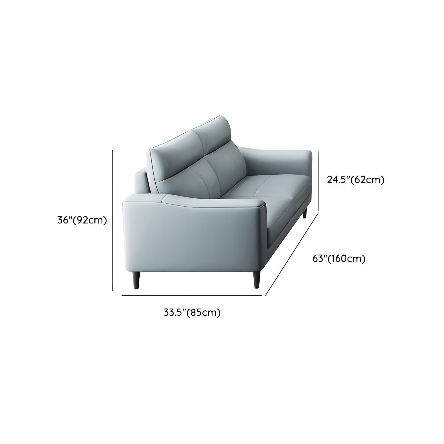 Modern Blue Genuine Leather Sectional Sofa Set with 3 Pieces of Large Size and Pillow Top Arms - image 11