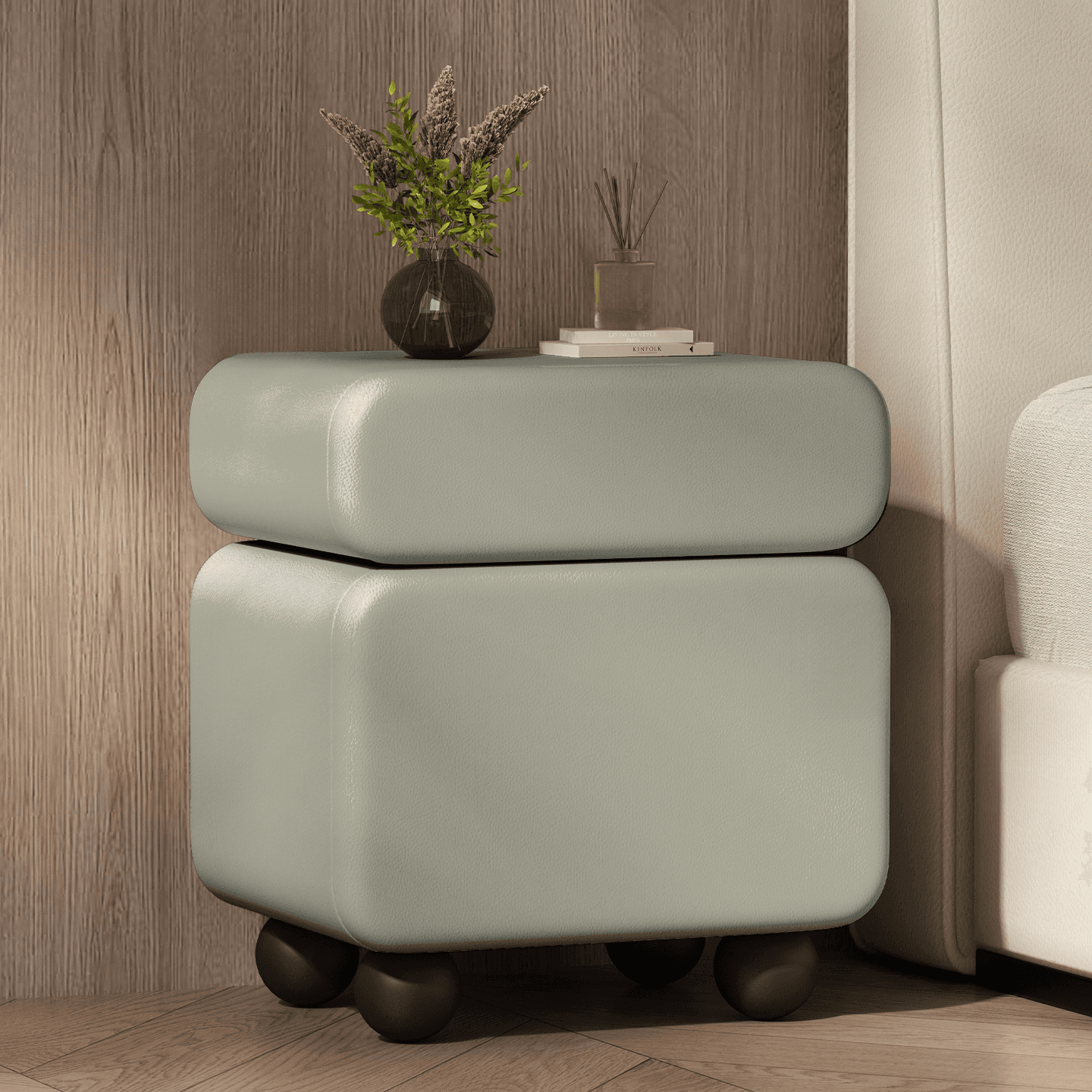Modish Nightstand With Drawer Organization Featuring 1 Drawer, 1 Cabinet, Right Orientation, and Lumber Countertop - image 3