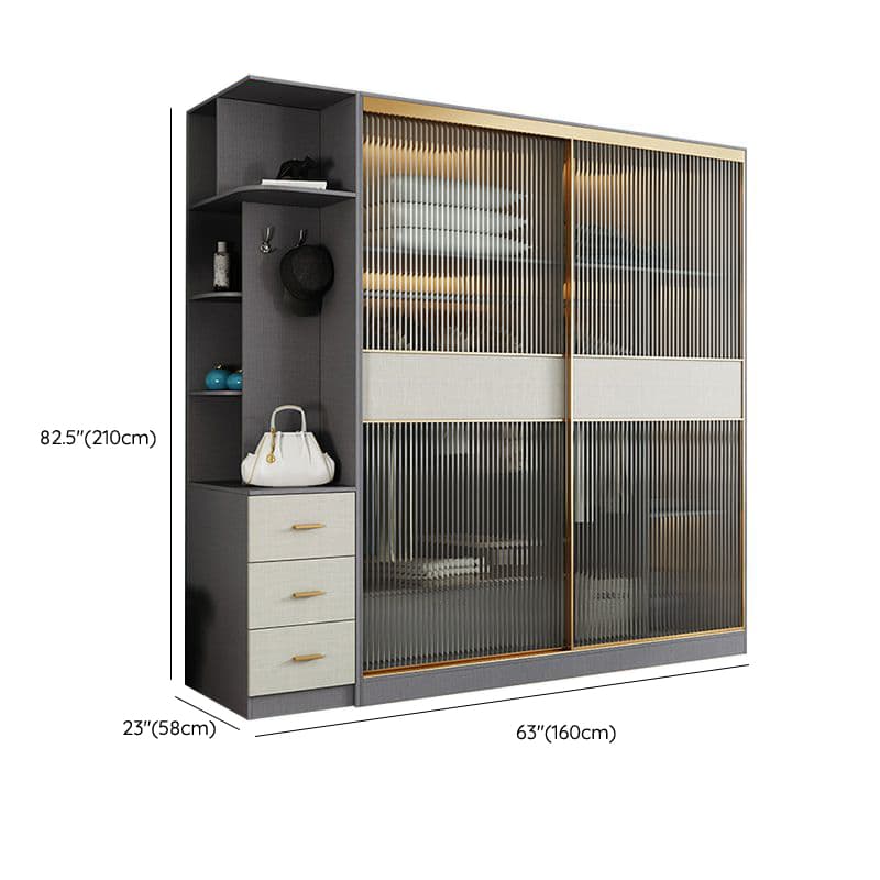 Contemporary Grey Wood Freestanding Cabinet Armoire with Lock, Interior Shelves & Soft Close Drawer - image 18