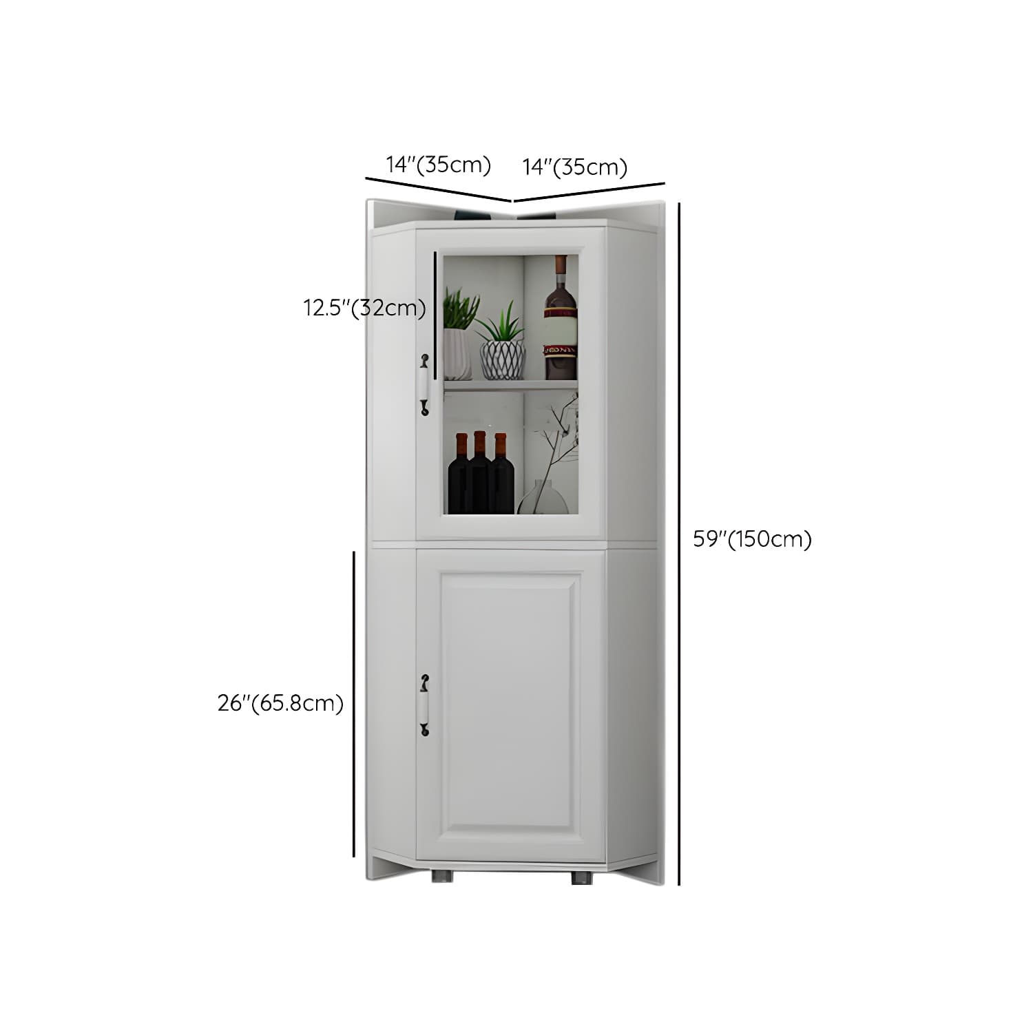Modern White Corner Accent Cabinet with Glass Doors and Adjustable Interior Shelves - image 11
