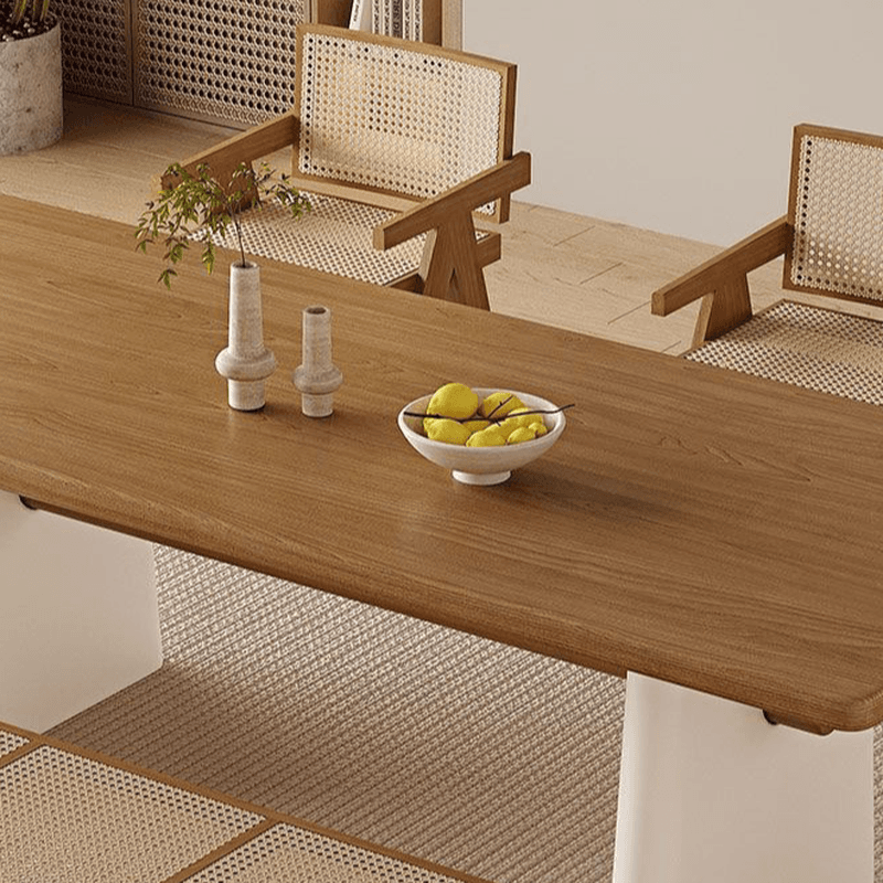 Modern Simple Style Rectangular Dining Table with Timber Top, Standard Height, Fixed Table, Seats 4/6/8, Auburn Color - image 8