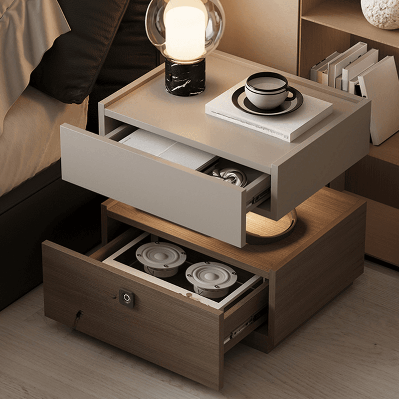 Organic Modern Nightstand With Drawer Organization Featuring Particle Board Wood and Illuminating Lighting - image 12