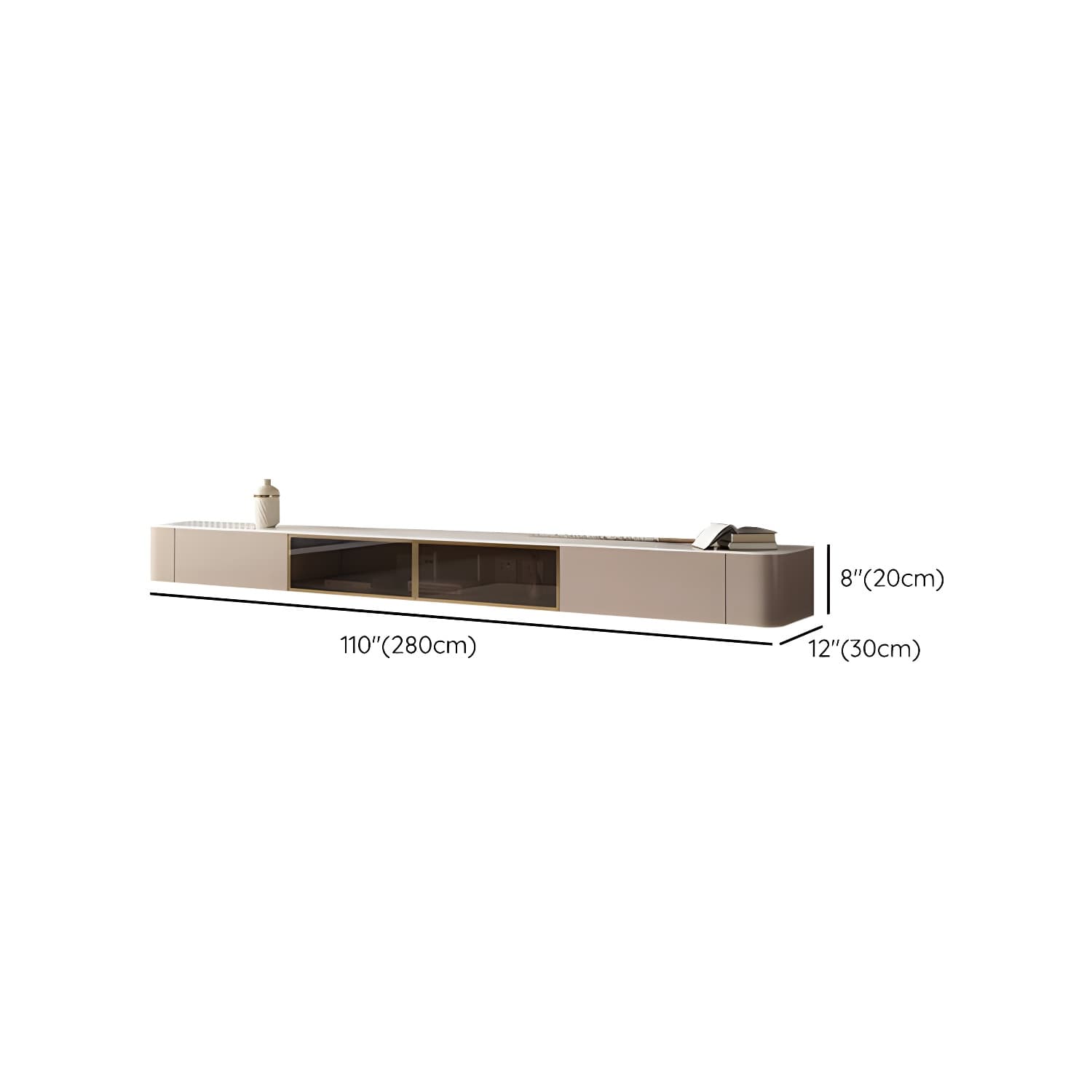 Brown Modern TV Stand with Floating Mount Design, Drawers, and Cable Management - image 19