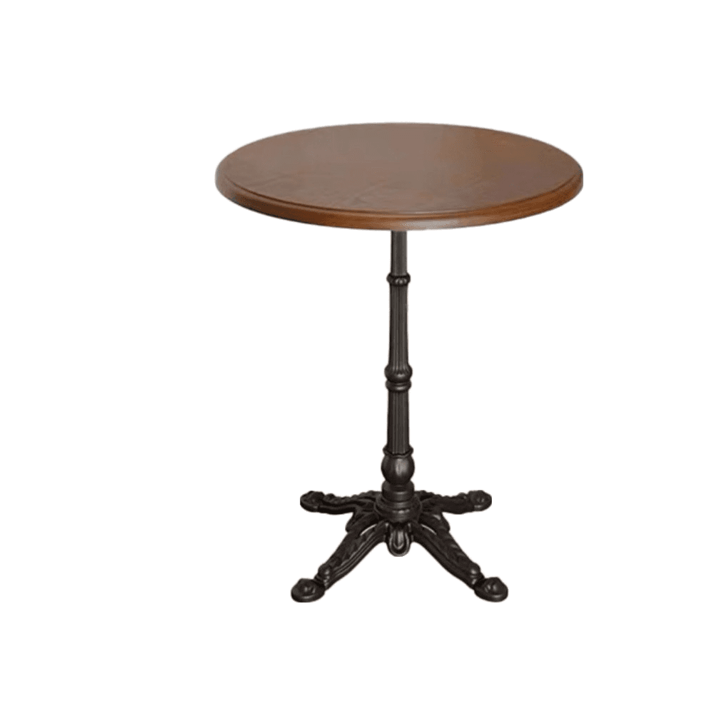 Industrial Natural Wood Finish Dining Table with a Rubber Solid Wood Tabletop and Metal Black Base - image 6