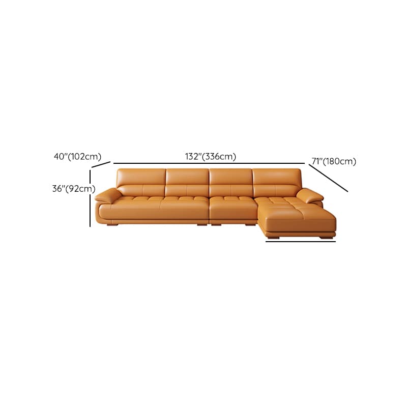 Modern Orange Genuine Leather Sectional Sofa with Wood Frame and Pillow Top Arms - image 21