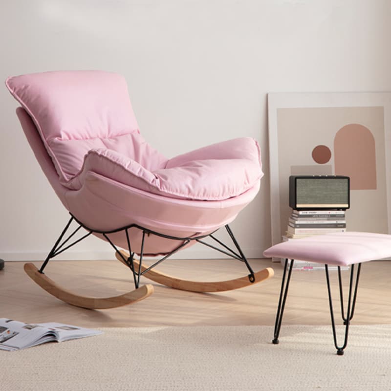 Modern Upholstered Rocking Chair Set with Slipcover and Ottoman - image 9