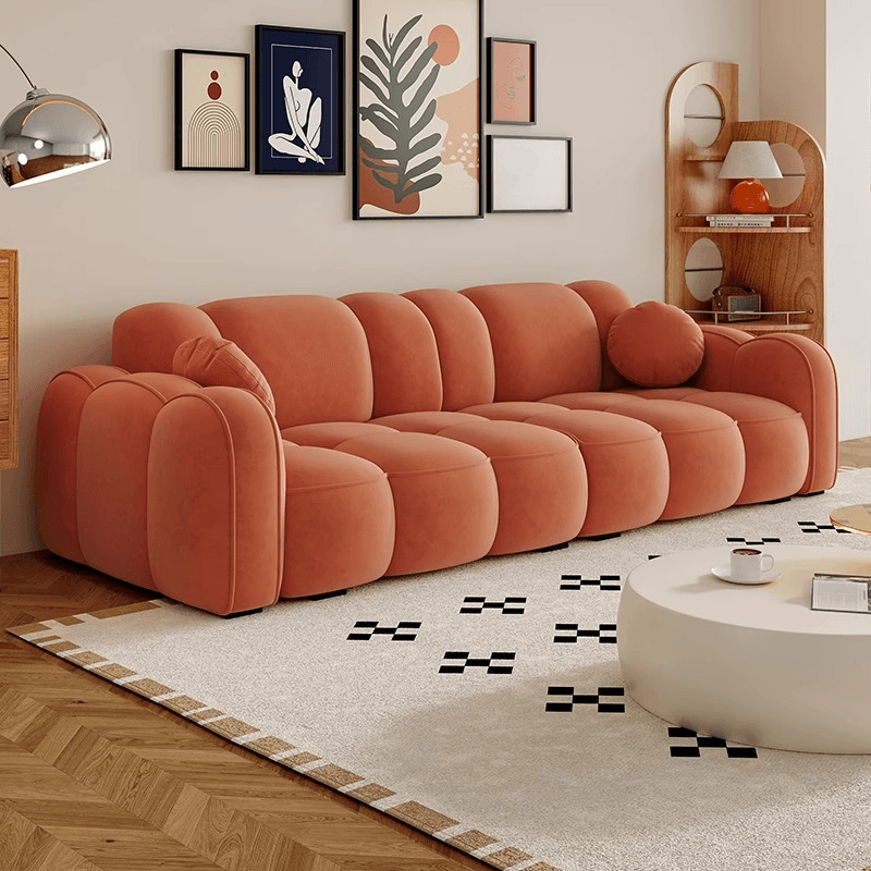 Modish Solid Color Standard Sofa Stain Resistant/Water Resistant Dove Grey/Apricot Color/Mocha with 2 Pillows & Armrest for 4 Person/3-seater - image 8