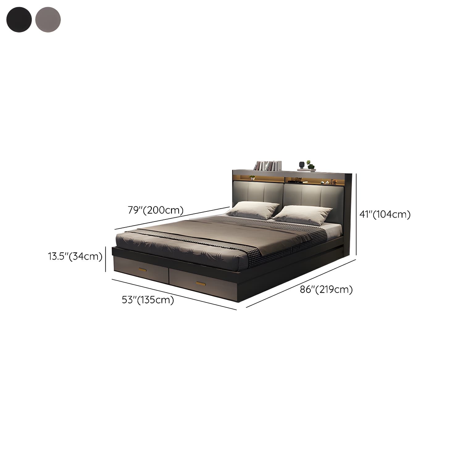 Modern Upholstered Headboard Bed with Storage and Patchwork Design - image 17
