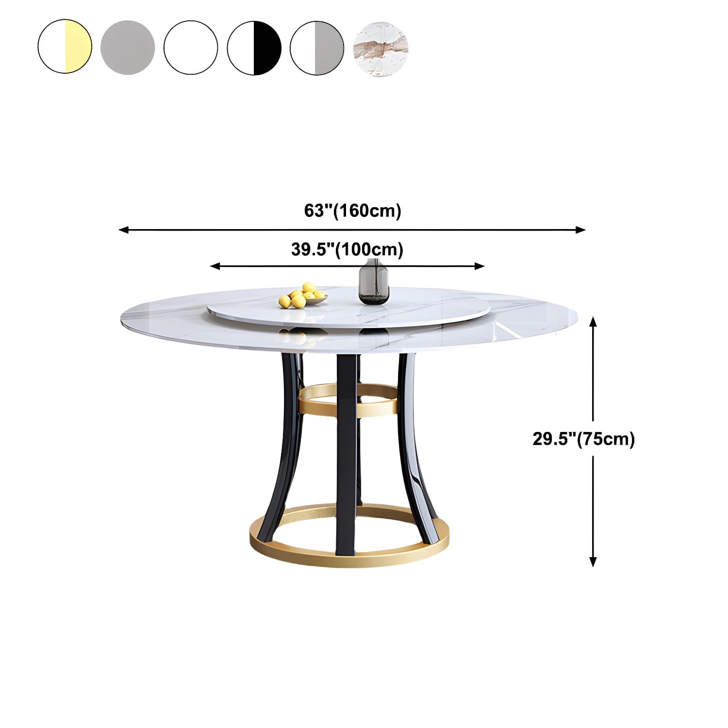 Round Sintered Stone Dining Table Modern Turntable Furniture with Solid Wood Pedestal Base - image 15
