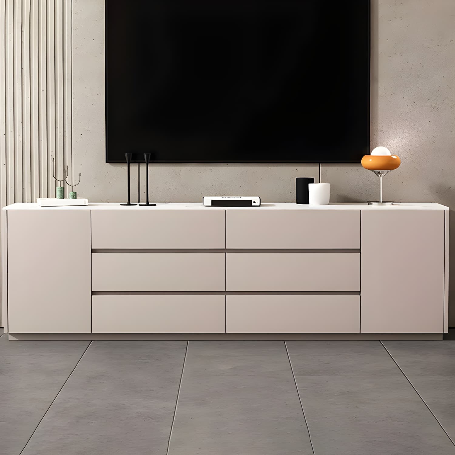 Modern Stone TV Stand with 6 Drawers and 2 Cabinets - Sleek and Stylish Design - image 10