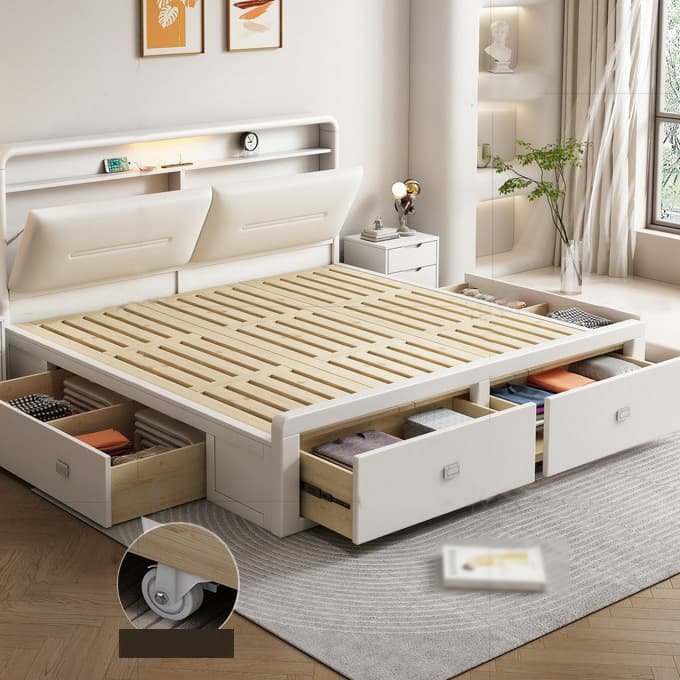 Modern Style Solid Wood Bed Arched Panel Upholstered Headboard Bed for Bedroom - image 7