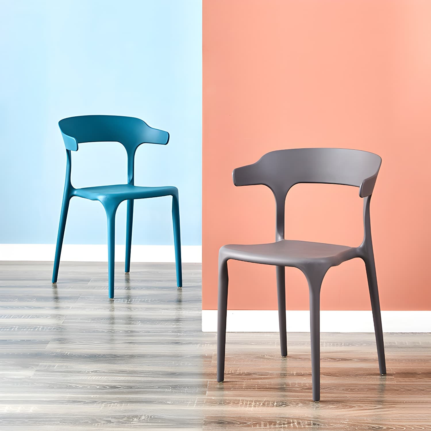 Home Modern Side Chair Stackable Open Back Plastic Dining Room Chair Set - image 22