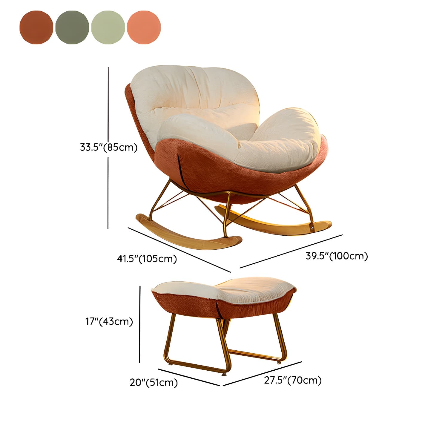Scandinavia Rocking Accent Chair with Removable Cushions in Solid Wood - image 22