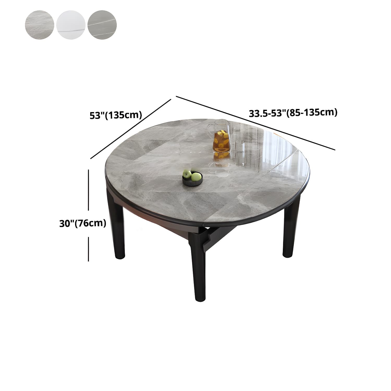 Sintered Stone Top Table 4 Legs Drop-Leaf Dining Table for Kitchen - image 15